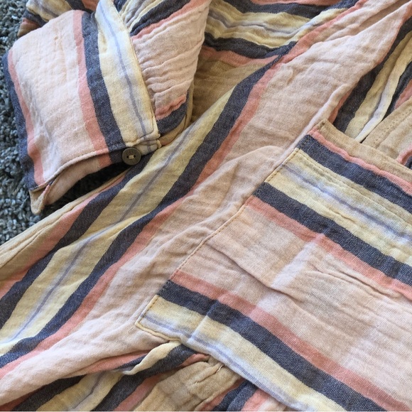 ✨SALE✨Free People Voyager Striped Shirt Dress/Button Up Tunic - Picture 5 of 6